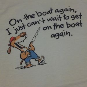 Vintage Fishing Dog Shirt XL Single Stitch made US